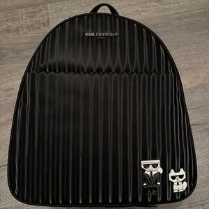 Karl Lagerfeld Paris Mini Backpack Black Silver LH4KZ8CJ BSV Logo